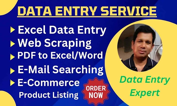 Gig Preview - Do data entry, web scraping, pdf to excel and ecommerce product listing