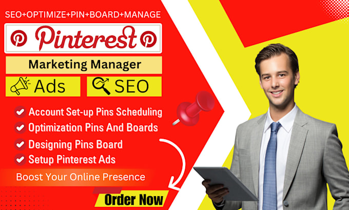 Bestseller - be your pinterest manager, create pin and board, setup ads for online business