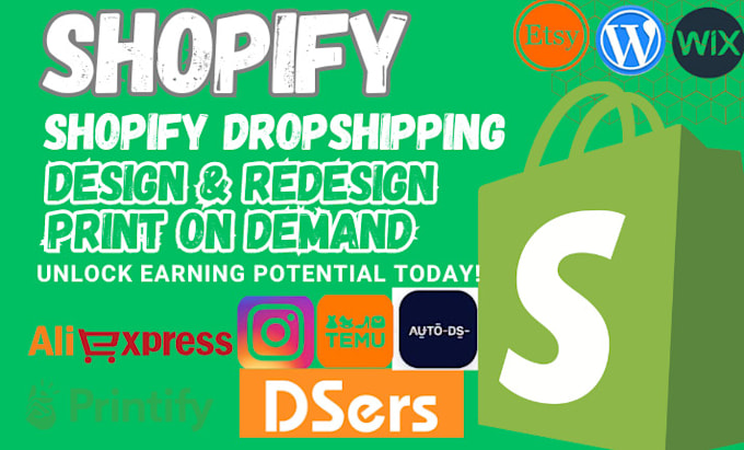 Gig Preview - Do shopify design redesign print on demand store