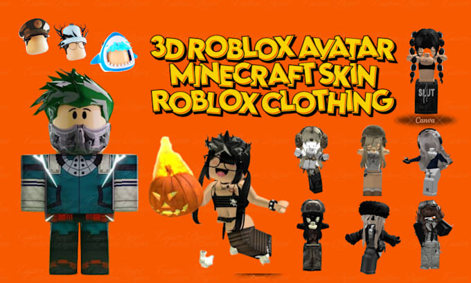 Gig Preview - 3d roblox character, roblox avatar, roblox cloth, accessory asset minecraft skin