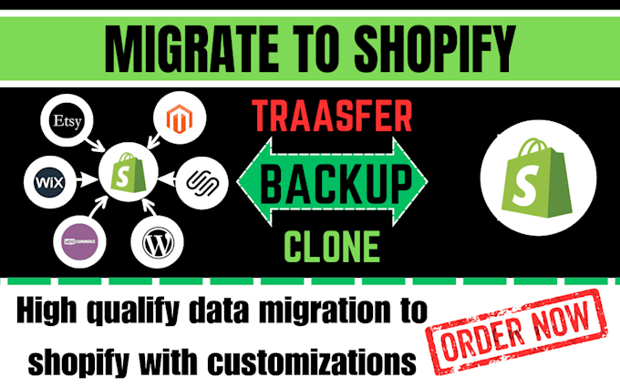 Gig Preview - Clone woocommerce to shopify website migration migrate wordpress wix to shopify