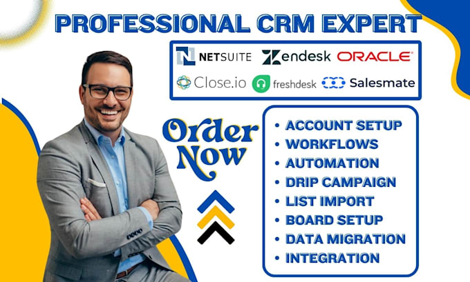 Gig Preview - Oracle crm netsuite close io act zendesk freshsales salesmate nimble integration