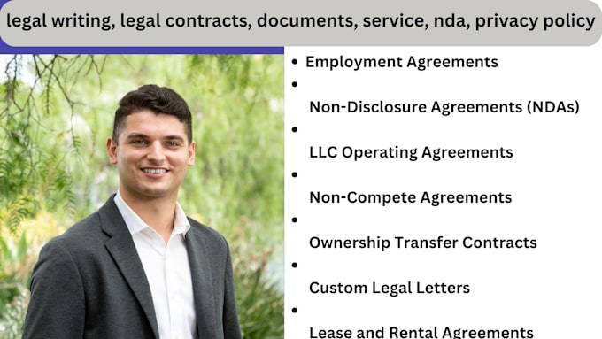 Gig Preview - Do legal writing, legal contracts, documents, service, nda, privacy policy