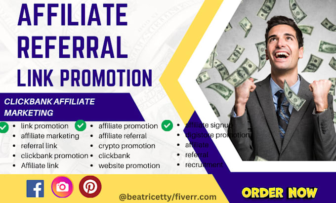 Gig Preview - Affiliate referral link promotion, clickbank affiliate marketing referral