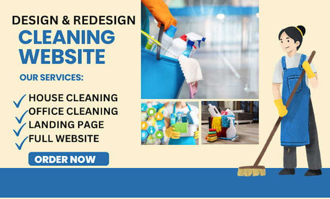 Gig Preview - Build cleaning service website, house, office cleaning, booking koala website