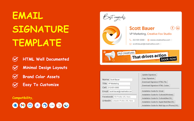 Gig Preview - Create clickable HTML email signature template