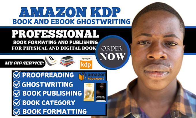 Gig Preview - Do book and ebook ghostwriting book formatting and publishing for amazon kdp