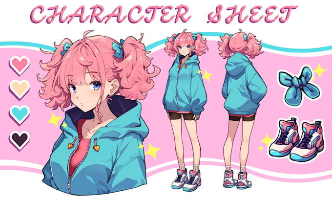 Gig Preview - Draw character sheet reference in anime style for your oc