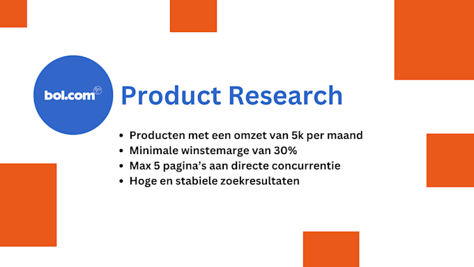 Gig Preview - Do product research for your bol store