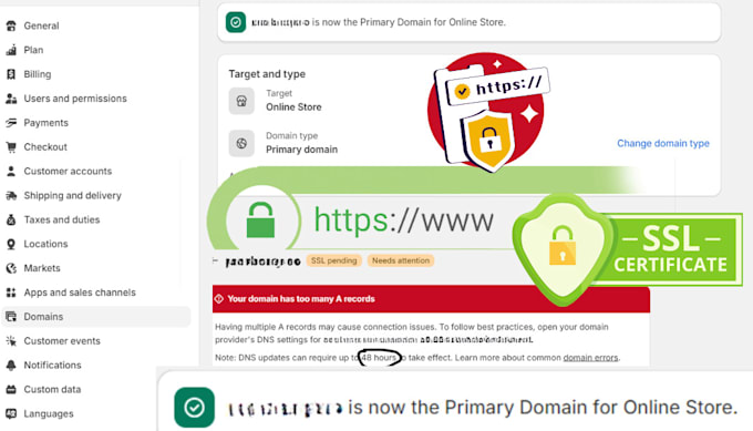 Gig Preview - Install ssl ssl certificate ssl set up shopify expert, domain fix ssl http error