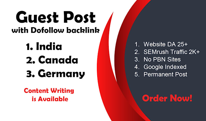 Gig Preview - Do guest posting on india, canada and germany blogs