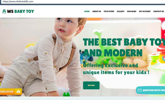 Gig Preview - Design baby clothing shopify baby product store kids toy website clothing store