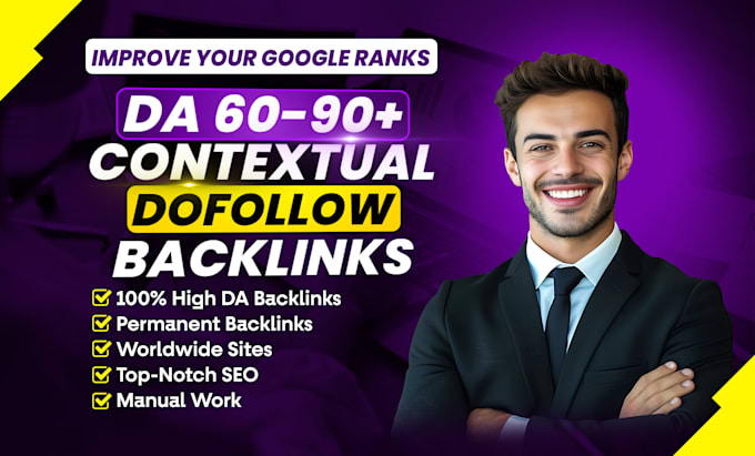 Gig Preview - Improve your website ranking with white hat SEO high da backlinks