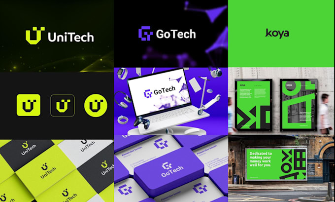 Gig Preview - Create minimalistic tech logo design with brand identity and brand style guides