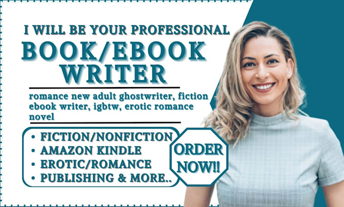 Gig Preview - Romance new adult ghostwriter, fiction ebook writer, igbtw, erotic romance novel