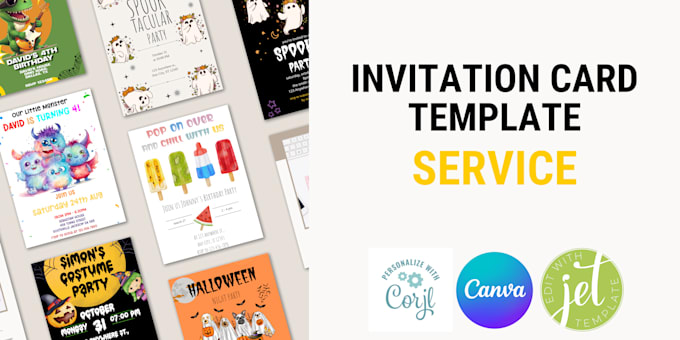 Gig Preview - Create premium invitation template for etsy at canva corjl and jettemplate