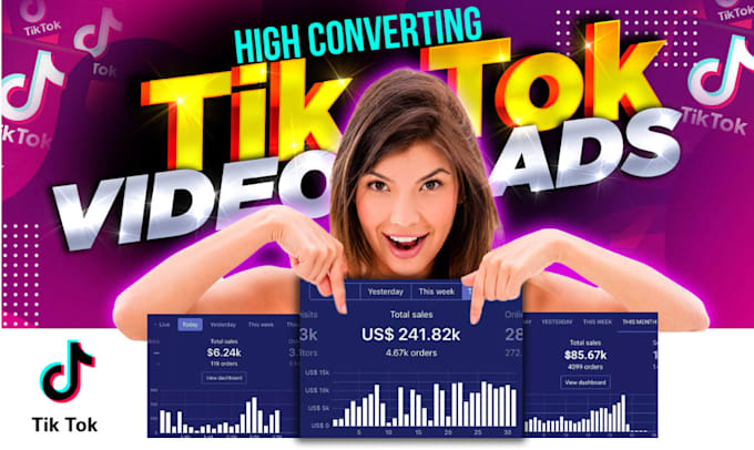 Gig Preview - Create viral tik tok video ads,tiktok video and tik tok dropshipping ads, tiktok