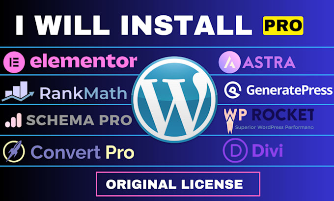 Gig Preview - Install elementor pro, astra pro, crocoblock, wp rocket and rank math pro