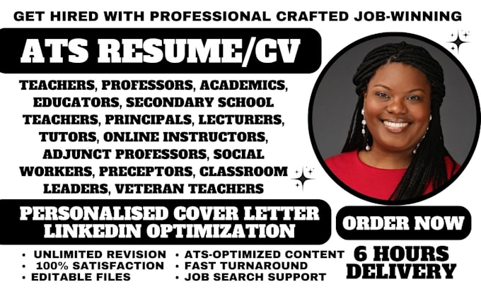 Gig Preview - Write a resume for teacher, professor, social worker and adjunct professors