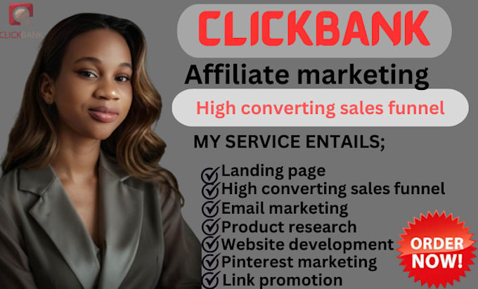 Gig Preview - Do affiliate marketing clickbank sales funnel for passive income