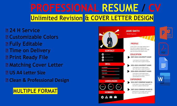 Bestseller - land you help your dream job resume, invoice, letterhead, portfolio within 2hr