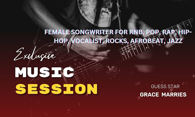 Gig Preview - Be your female songwriter for rnb pop rap hip hop vocalist rocks afrobeat jazz