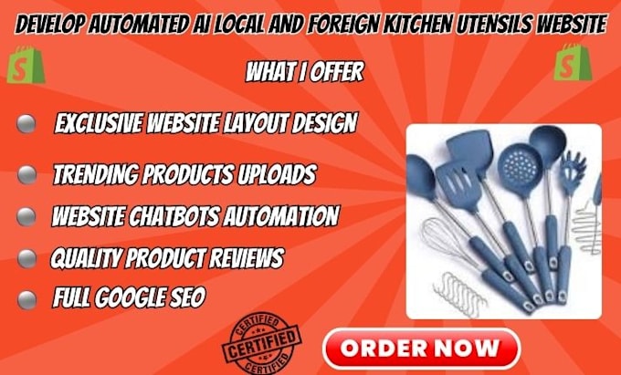 Bestseller - develop an automated ai global kitchen utensils website