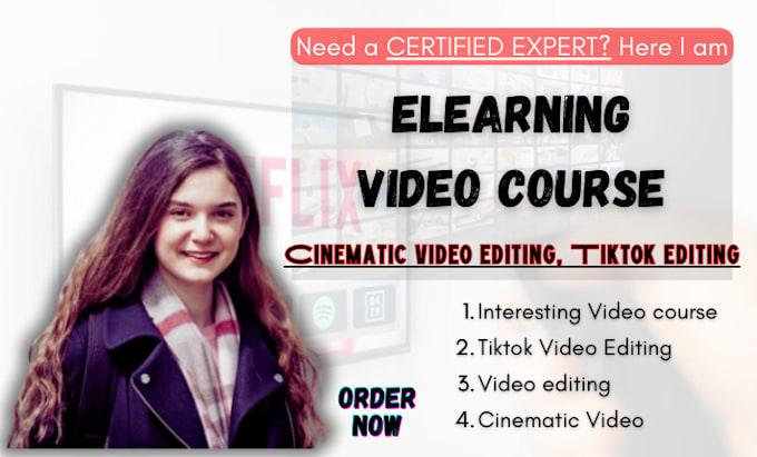 Gig Preview - Create elearning video course, cinematic video editing, tiktok editing