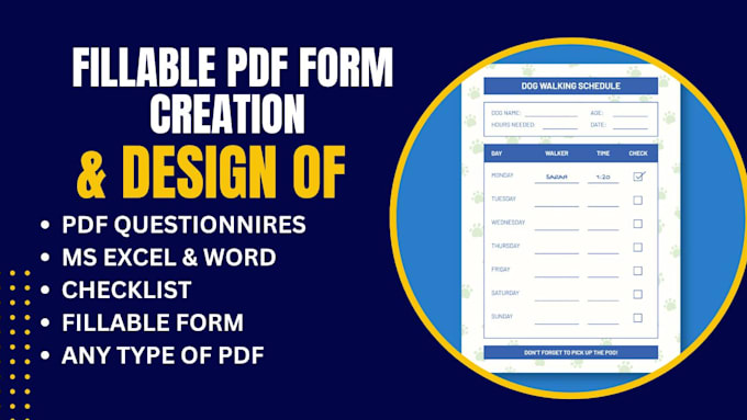 Gig Preview - Convert word to fillable pdf form, fillable questionnaire, checklist, worksheet