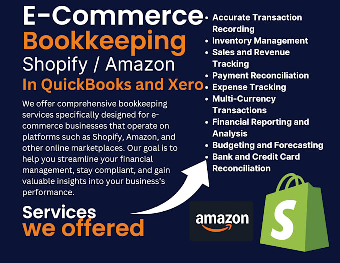 Gig Preview - Accurate ecommerce, shopify, amazon bookkeeping in quickbooks and xero