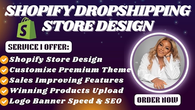 Gig Preview - Set up 7 figure dropshipping shopify store shopify website design app template