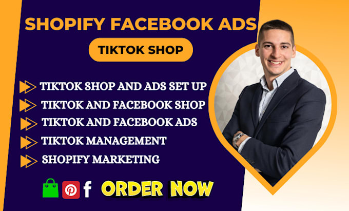 Gig Preview - Set up tiktok shop facebook shop shopify marketing tiktok fb ig ads