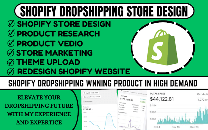 Gig Preview - Build shopify ecommerce dropshipping website redesign shopify store setup