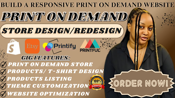 Gig Preview - Design shopify website esty shop printify printful tshirt print on demand shop