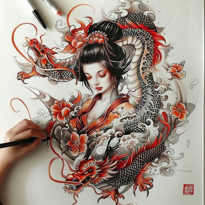 Bestseller - design professional japanese, asian style tattoo design