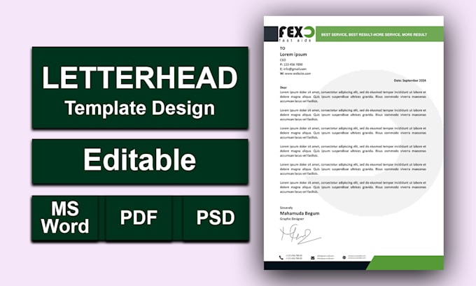 Gig Preview - Do editable professional letterhead template