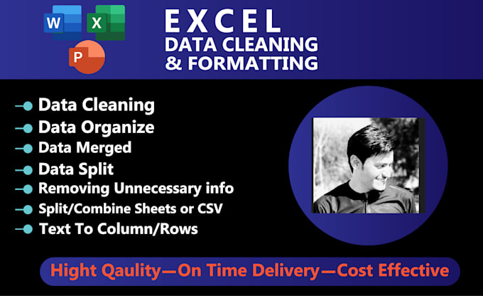 Gig Preview - Do excel data cleaning, merge, formatting or CSV split file