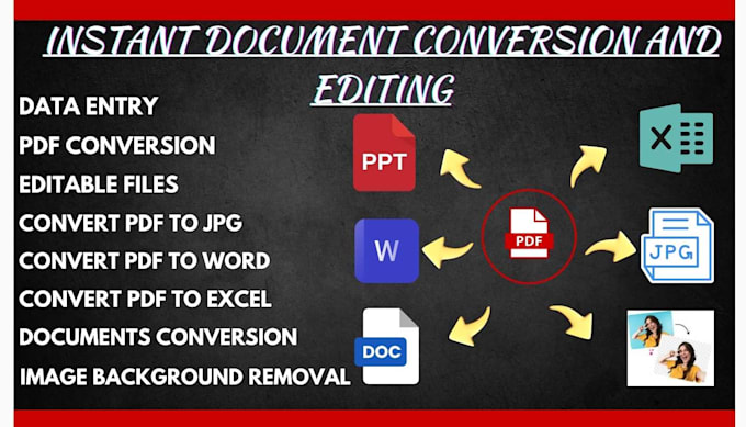 Gig Preview - Convert PDF to word, PDF to excel, data entry, document conversion