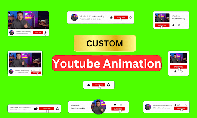 Gig Preview - Create custom youtube subscribe animation like, bell animation for your channel