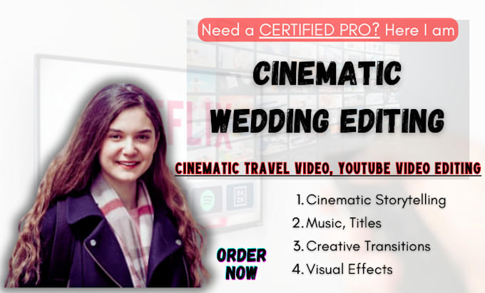 Gig Preview - Do pro cinematic wedding editing, cinematic travel video, youtube video editing