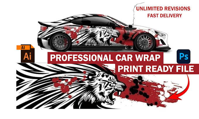 Gig Preview - Do awesome car wrap design, van wrap, racing car wrap using photoshop