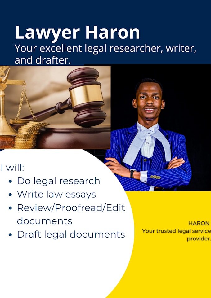 Gig Preview - Do legal research, legal writing, legal drafting in any area of law