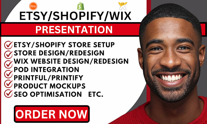 Gig Preview - Etsy shopify print on demand wix website redesign redesign wix printful printify