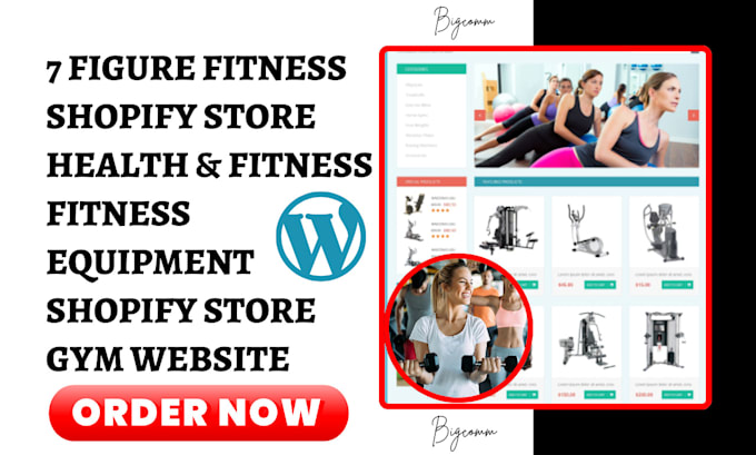 Gig Preview - Design fitness shopify store workout website fitness equipment gym website