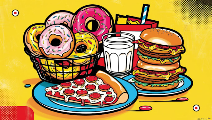 Gig Preview - Create food in retro pop art roy lichtenstein style