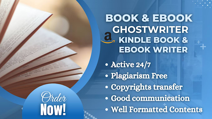 Gig Preview - Do book and ebook ghostwriting, amazon kdp book writer, ghost book writer