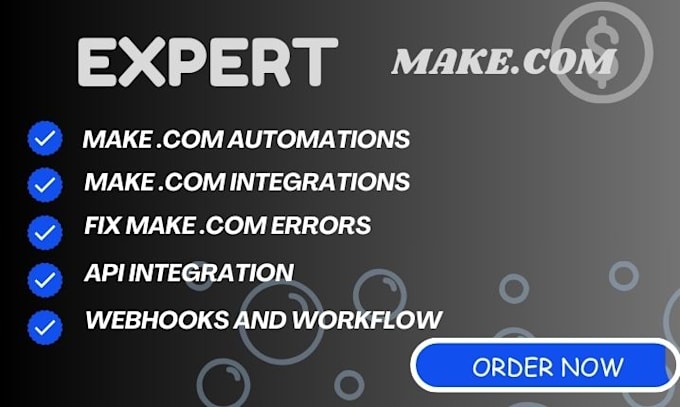 Gig Preview - Set up fix make com, made com integromat errors, automation and integration API