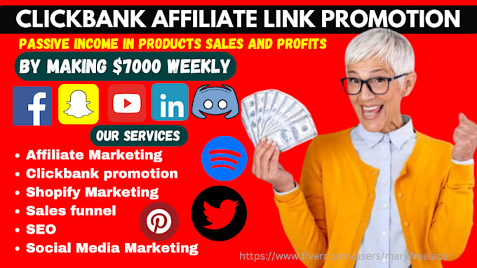 Gig Preview - Do clickbank affiliate link promotion amazon affiliate marketing share link