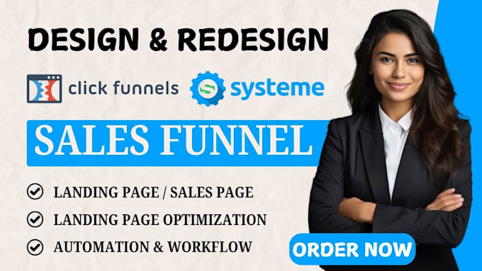 Gig Preview - Build and redesign high converting syteme io, clickfunnels sales funnel