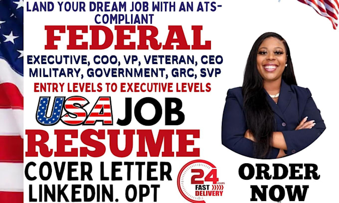 Gig Preview - Write federal resume, usajob, military, veteran, government, executive and ksa